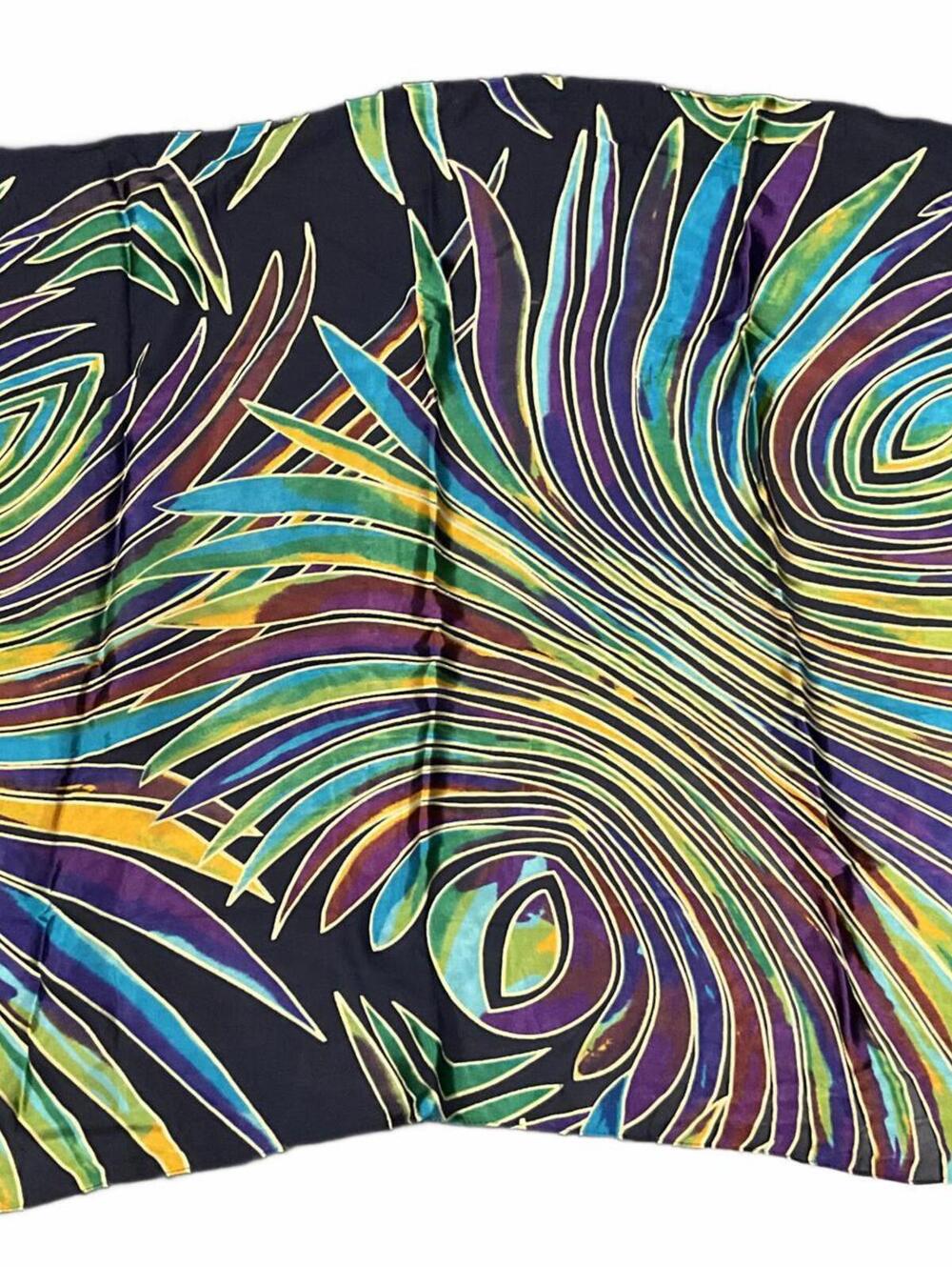 Colorful Tropical Print Silky Scarf - Picture 4 of 6